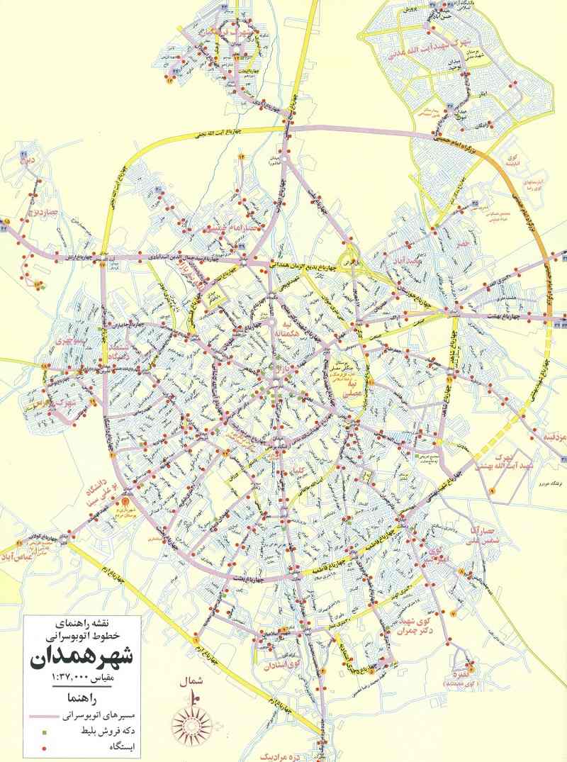 تور همدان گردی نقشه شهر همدان و جاذبه های گردشگری همدان