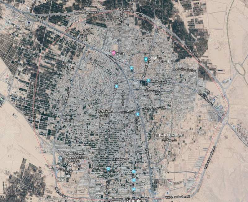 نقشه شهر اردکان و تور اردکان گردی