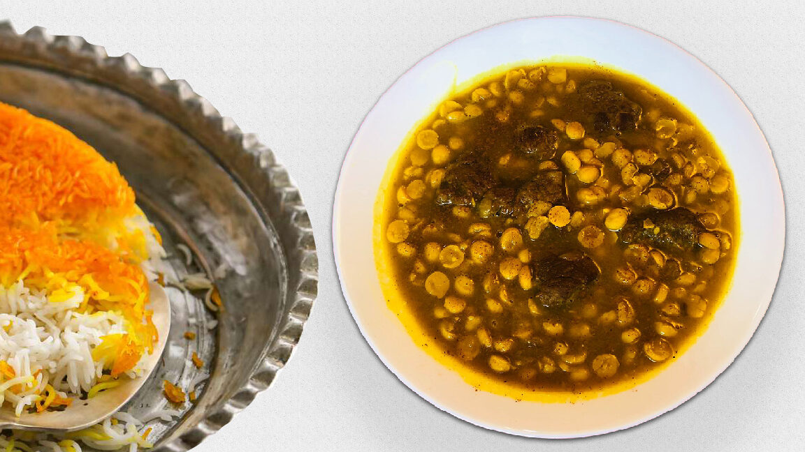 طرز تهیه قیمه مجلسی و نذری؛ از آماده سازی تا سرو طرز تهیه قیمه بادمجان با مرغ - بشقاب خورش سنتی گوشت و لپه